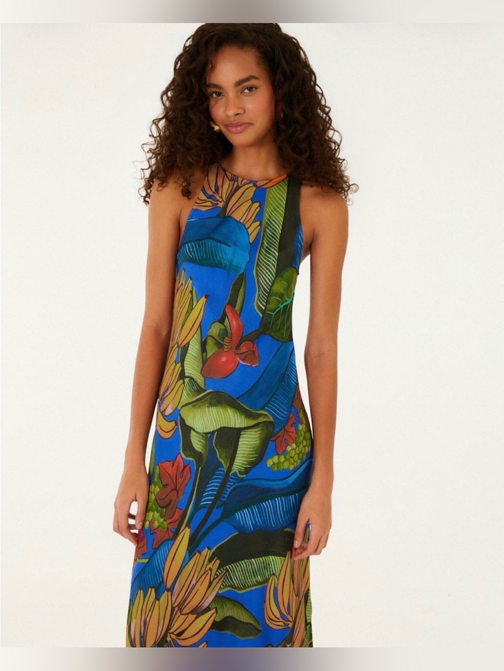 FARM Rio Banana Grapes Blue Sleeveless Maxi Dress Size XS NWT